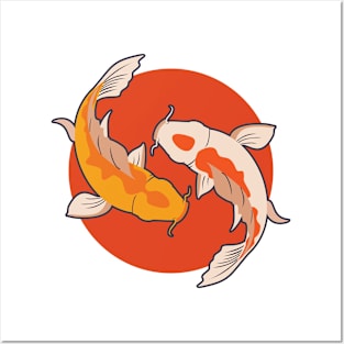 Japanese Koi Fishes Posters and Art